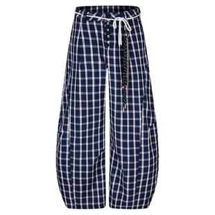 BUFU美式复古宽松阔腿裤格子裤男女同款宽松慵懒风长裤子