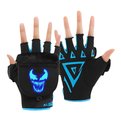 儿童手套男加绒保暖写字半指冬季