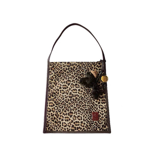 JACQUES WEI安格集合店 小蛇格纹灯芯绒黑豹斑马纹通勤单肩帆布包