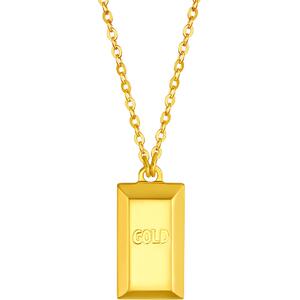 周六福5G黄金项链女足金计价时尚ins风潮搭小金砖链坠520礼物