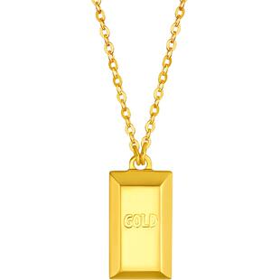 周六福5G黄金项链女足金计价时尚ins风潮搭小金砖链坠妇女节礼物