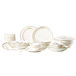 高档家用金边骨瓷碗碟套装欧式奢华陶瓷盘碗组合北欧酒店摆台餐具