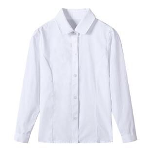 女童长袖白衬衫春秋款儿童白色衬衣女孩中大童小学生校服女宝寸衣