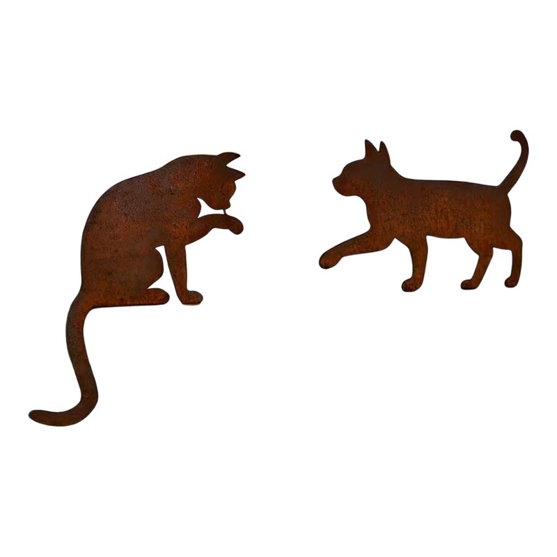 2只黑猫剪影铁艺户外花园摆件