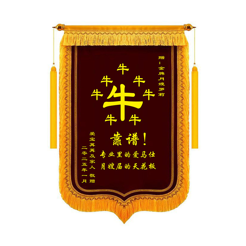 高档金丝绒刺绣锦旗定制顺丰包邮