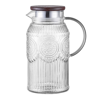 家用耐高温冷水壶浮雕太阳花玻璃凉白开水杯客厅装茶壶套装大容量