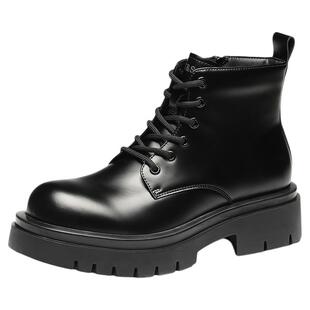 星期六厚底马丁靴男鞋英伦风圆头大头皮鞋短靴高帮德比鞋工装皮靴