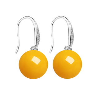 S925纯银耳环空托女镶嵌蜜蜡琥珀珍珠圆珠耳饰耳环钩耳坠银托空托