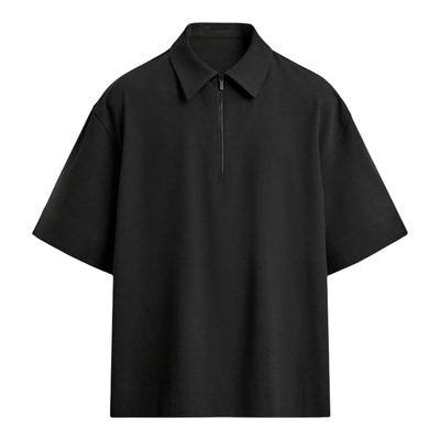 柜329！ZA26春夏新品男装宽松拉链科技面料短袖POLO衫6861692 800