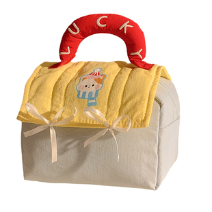 可爱撞色小房子化妆包女便携手提大容量旅游外出洗漱护肤品收纳包