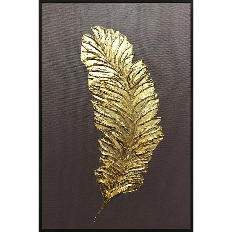 羽毛装饰画金色简约入户玄关抽象