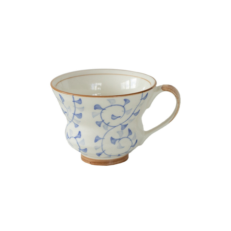 日本进口美浓烧手绘唐草樱花陶瓷马克杯日式咖啡杯茶杯水杯葫芦杯