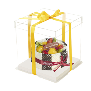 全透明气球生日蛋糕盒4/6/8/10/12/单层双层加高芭比烘焙包装盒子