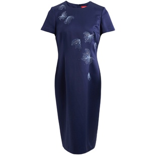 皮尔卡丹女装春季新款端庄优雅刺绣修身连衣裙P2206D2099N0