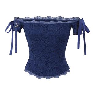 怪力酱 一字肩蕾丝短袖t恤女夏季氛围感纯欲收腰露肩短款辣妹上衣