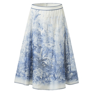 【都市度假】VGRASS女装维格娜丝夏新款丝棉欧根纱A字半身裙