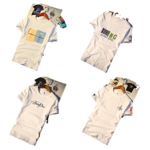 4件纯棉短袖男T恤潮牌白色体恤夏季潮流半袖宽松上衣服学生夏装