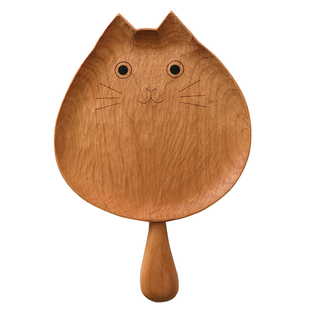 不凡木逸黑胡桃原创猫盘艺术盘子可爱点心水果盘ins风手柄木托盘