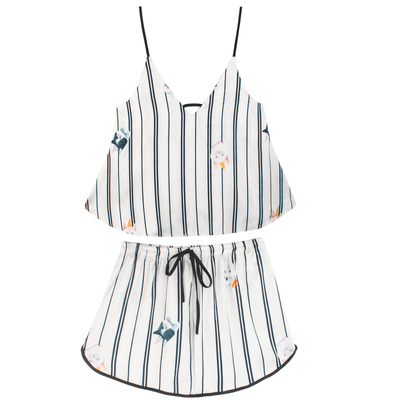 简约大气女士吊带冰丝睡衣二件套