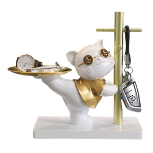 招财猫入户门口鞋柜钥匙收纳玄关摆件客厅装饰品乔迁新居搬家礼物