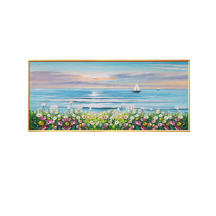 一帆风顺客厅装饰画沙发背景墙挂画风景油画横版大海壁画高档大气