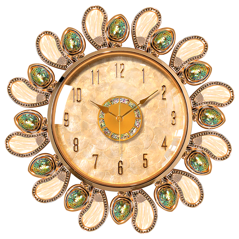 欧式轻奢贝壳挂钟高级感客厅餐厅家用时钟表艺术高档创意大气挂表