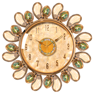 欧式轻奢贝壳挂钟高级感客厅餐厅家用时钟表艺术大气2025挂墙壁钟