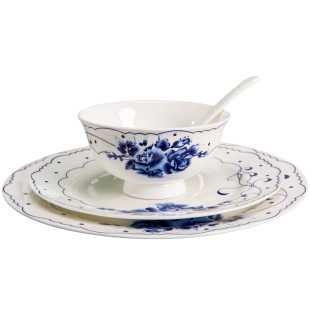 【自由搭配】碗碟盘组合套装中式青花瓷骨瓷大号碗盘汤碗汤勺面碗