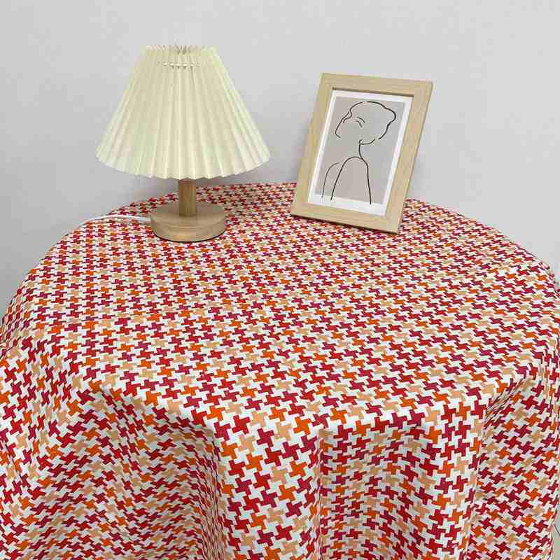 现货加厚10安帆布布料平纹纺系列家棉布几何粗布印花帆布面料涤棉