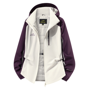 风雪狼秋冬保暖冲锋衣女可拆帽防风防水保暖户外运动登山棉服外套