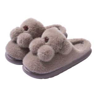 毛绒棉拖鞋女士冬季2025新款室内家居卡通厚底踩屎感防滑保暖棉拖