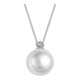 BEAUFINA百分娜极光维纳斯澳白珍珠项链女18K金戴妃海水钻石吊坠