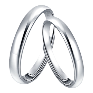 【可刻字】卡蒂罗挚爱一生情侣对戒素圈戒指纯银一对小众设计足银