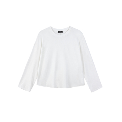 晶咕黑标JGGU【自由弧线】冬季新款纯色莫代尔棉长袖T恤女