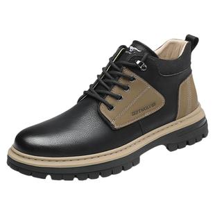 七匹狼马丁靴男冬季加绒保暖鞋子男士加厚防寒高帮靴户外休闲男鞋