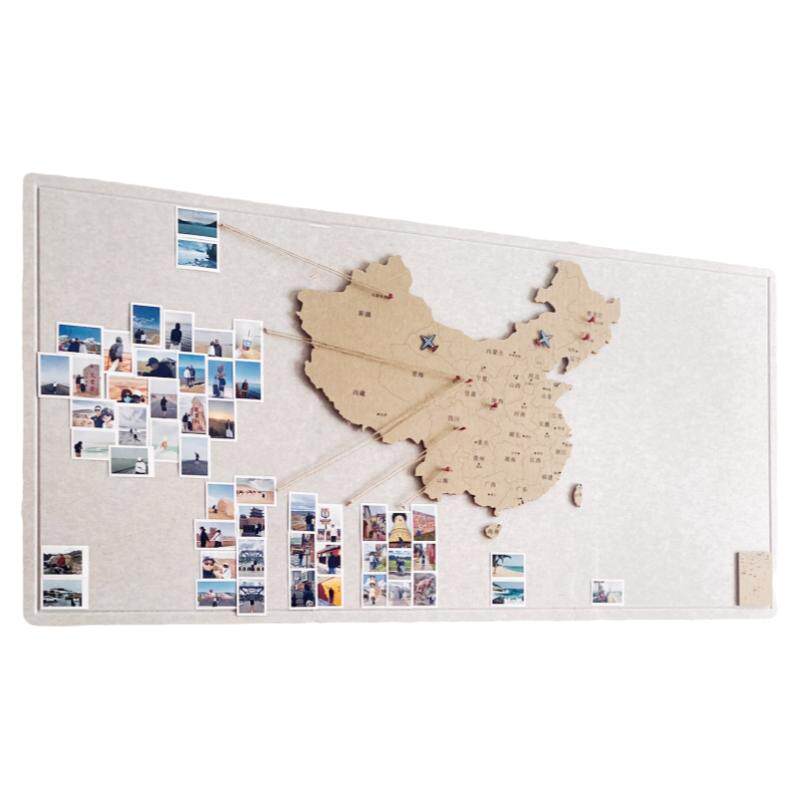 毛毡地图旅行足记打卡照片墙创意背景玄关客厅墙面装饰展示板自粘