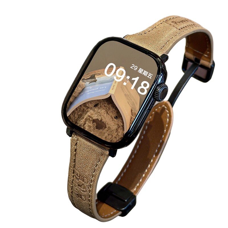 适用iWatch卡通小狗磁吸皮表带