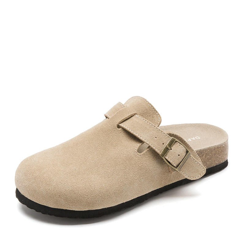 达芙妮勃肯鞋女2026新款夏季厚底一脚蹬懒人真皮半拖鞋子孕妇单鞋