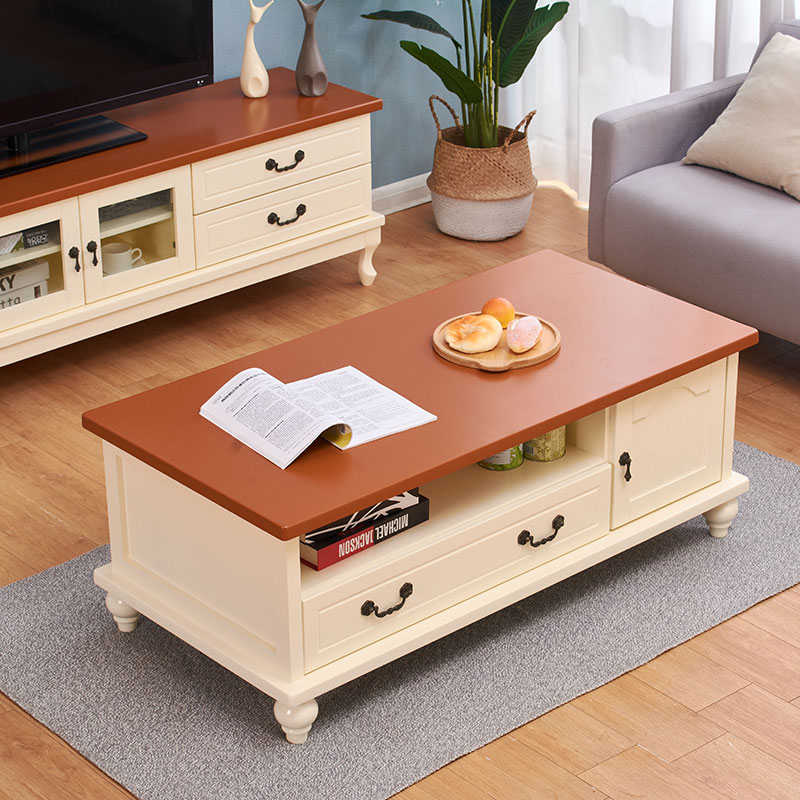 实木茶几简约现代多功能创意餐桌小户型双抽屉茶几客厅电视柜组合