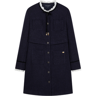 TeenieWeenie小熊女装连衣裙秋冬季撞色拼假两件接气质长袖裙子