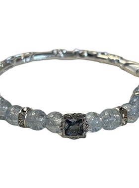 原创裂冰蓝半镯手链diy材料包