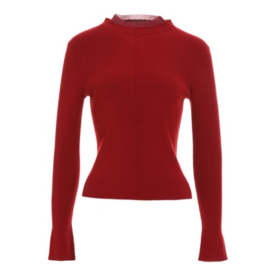 半高领黑色羊毛针织衫