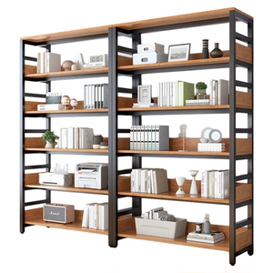 书架落地置物架铁艺钢木简易