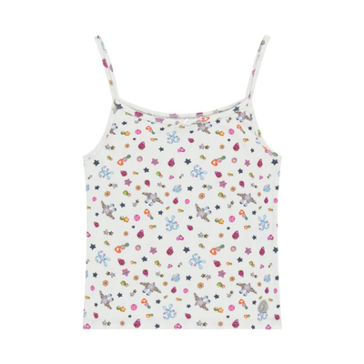 eihey诶嘿小众ins辣妹修身吊带卡通兔兔印花碎花蕾丝蝴蝶结背心女