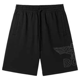 BOYLONDON时尚潮牌黑色老鹰印花短裤2026春夏新款男女裤子N13000