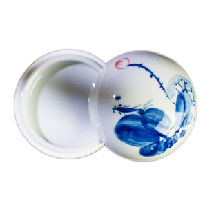 景德镇陶瓷高盖顶印泥盒手绘瓷缸大中小号篆刻书画文房双维印泥