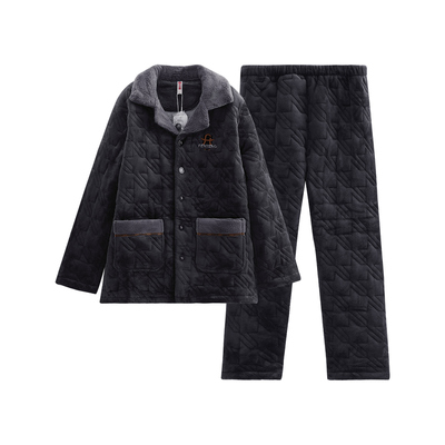 芬腾男士睡衣三层加厚夹棉珊瑚绒