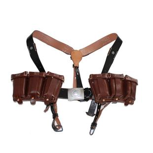 二战时德军鱼子纹士兵牛皮腰带Y型带双肩背带98K乖巧虎三联牛皮包