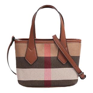 菜篮子包包女款小手拎包轻便大容量真皮格纹帆布包手提单肩斜挎包