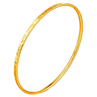 老凤祥碎碎冰黄金手镯足金素圈正品金镯子女新款生日礼物送女友